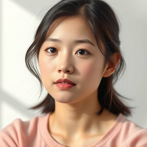 Portrait of Aria Chen, Head of Graphic Design, with a thoughtful expression